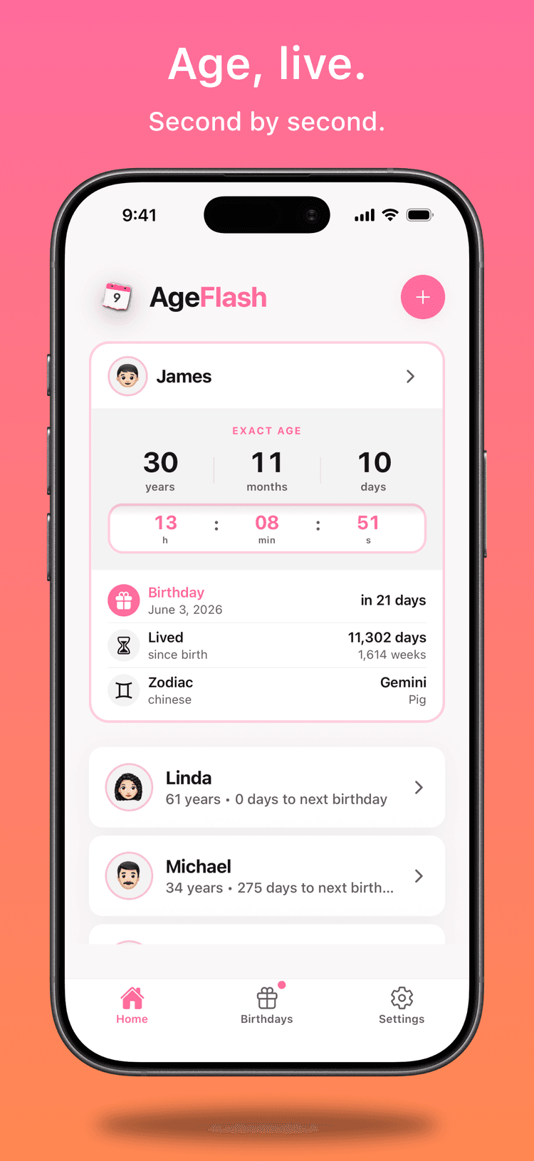 Your age, moving forward in real time