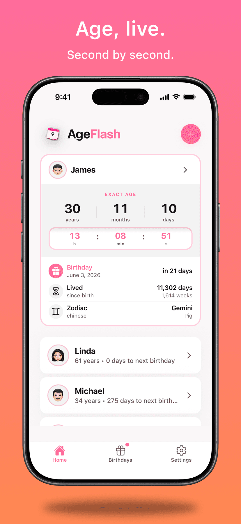 Your age, moving forward in real time