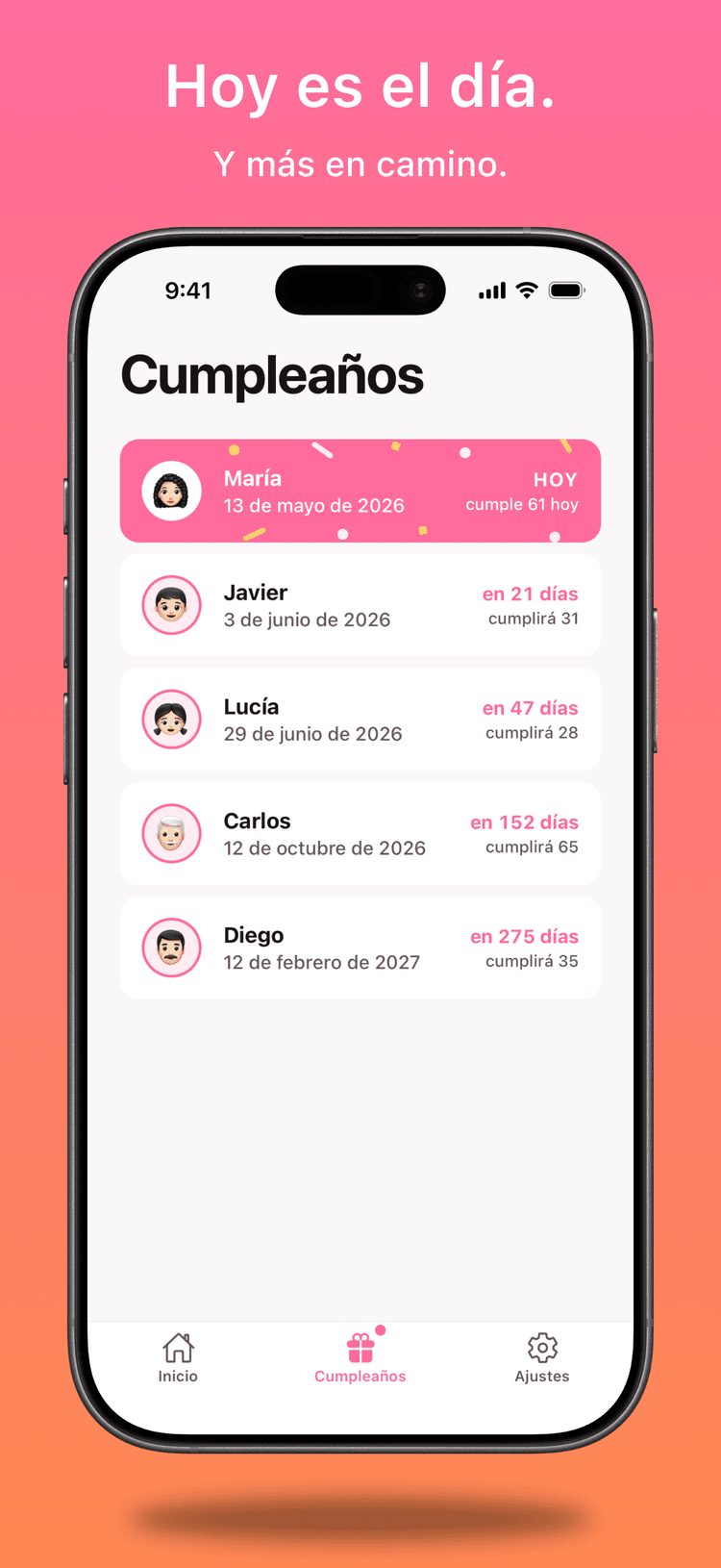 Los cumpleaños de los tuyos, ordenados por el próximo